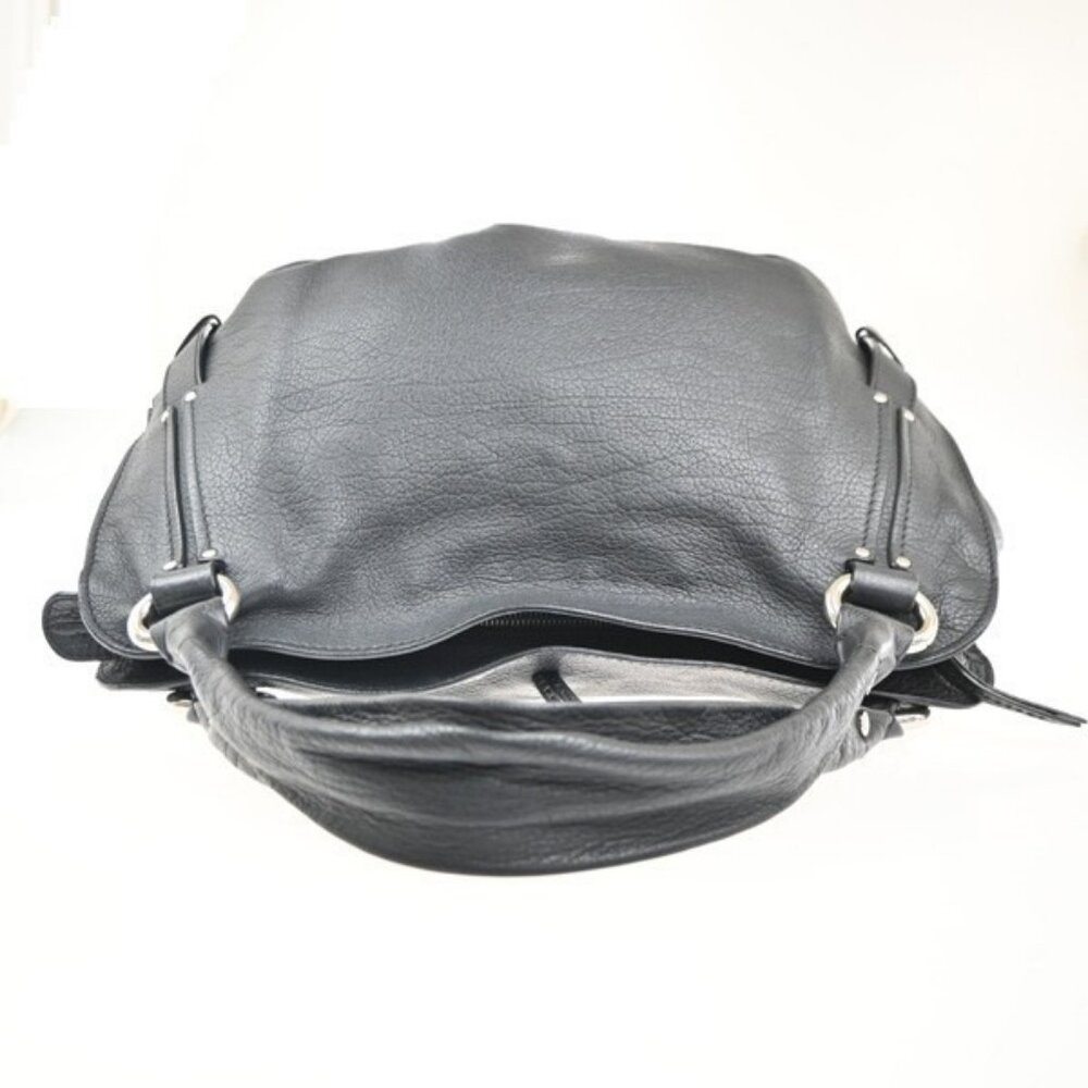 CELINE Logo Bittersweet Hobo Shoulder Tote Hand Bag Leather Black SHW 75RL829 - Picture 4 of 15